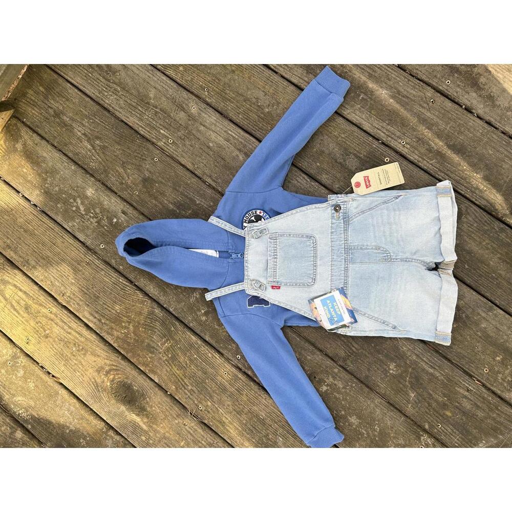 👼Levi's baby girl's  4T denim shortall in a light wash NWT- BUNDLE & SAVE! 🧸🪆 - Picture 6 of 9